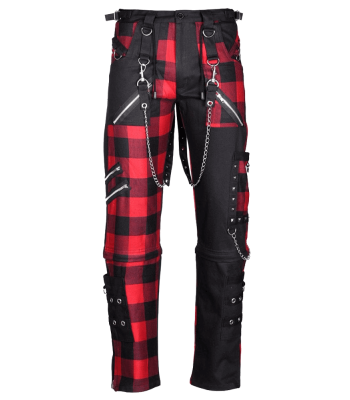 Men Gothic Pant Dead Threads Damned Checked Pant Red and Black Pant